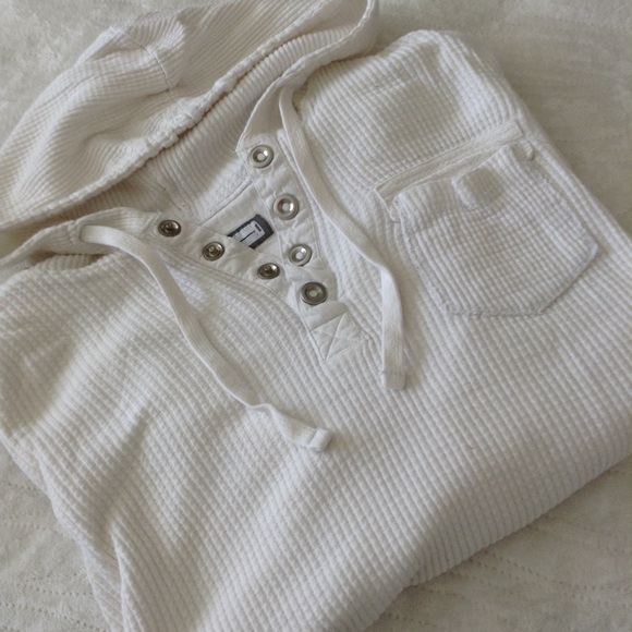pd&c WHITE WAFFLE LONG SLEEVE HOODIE L - Picture 4 of 8